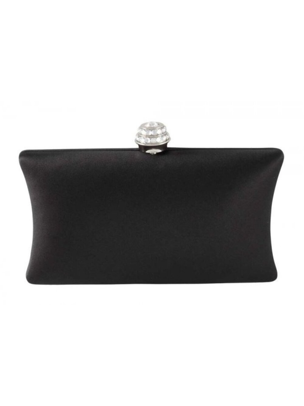 Rhinestone Clasp Classic Preppy Black Satin Clutch Purse Gold X Body Chain Strap